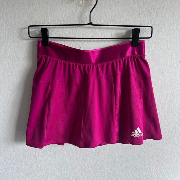 ADIDAS Tennis Pickleball Hot Pink Fuchsia A-Line Mini Skirt Womens Small - Picture 1 of 5